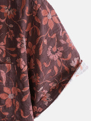 Men's Lightweight Breathable Cotton Botanical Graphic Summer Casual Shirt