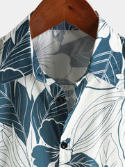 Men‘s 100% Cotton Hawaiian Floral Short Sleeve Button Beach Shirts