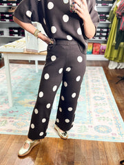 Polka Party Knit PANTS - Brown