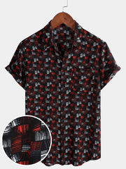 Men's Red Casual Summer Holiday Retro Short Sleeve Shirt