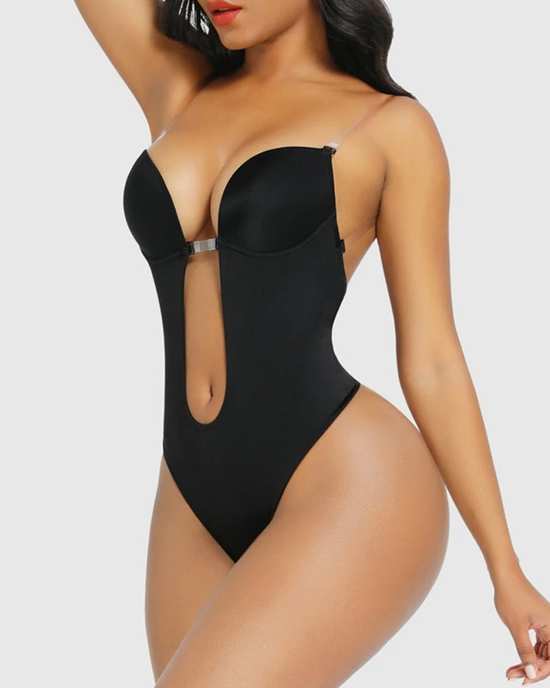 Strapless U Plunge Thong Bodysuit - view 4