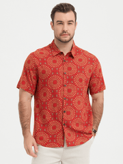 Men's Casual Retro Print Short Sleeve Shirt