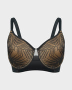 Leaf Pattern Lace Full Coverage Unlined Push Up Bra - view 9