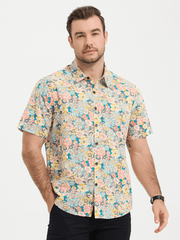 Men's Vintage Floral Cotton Short Sleeve Shirt