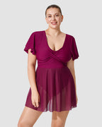 Plus Size Full Coverage Ruffle Swimdress - view 6