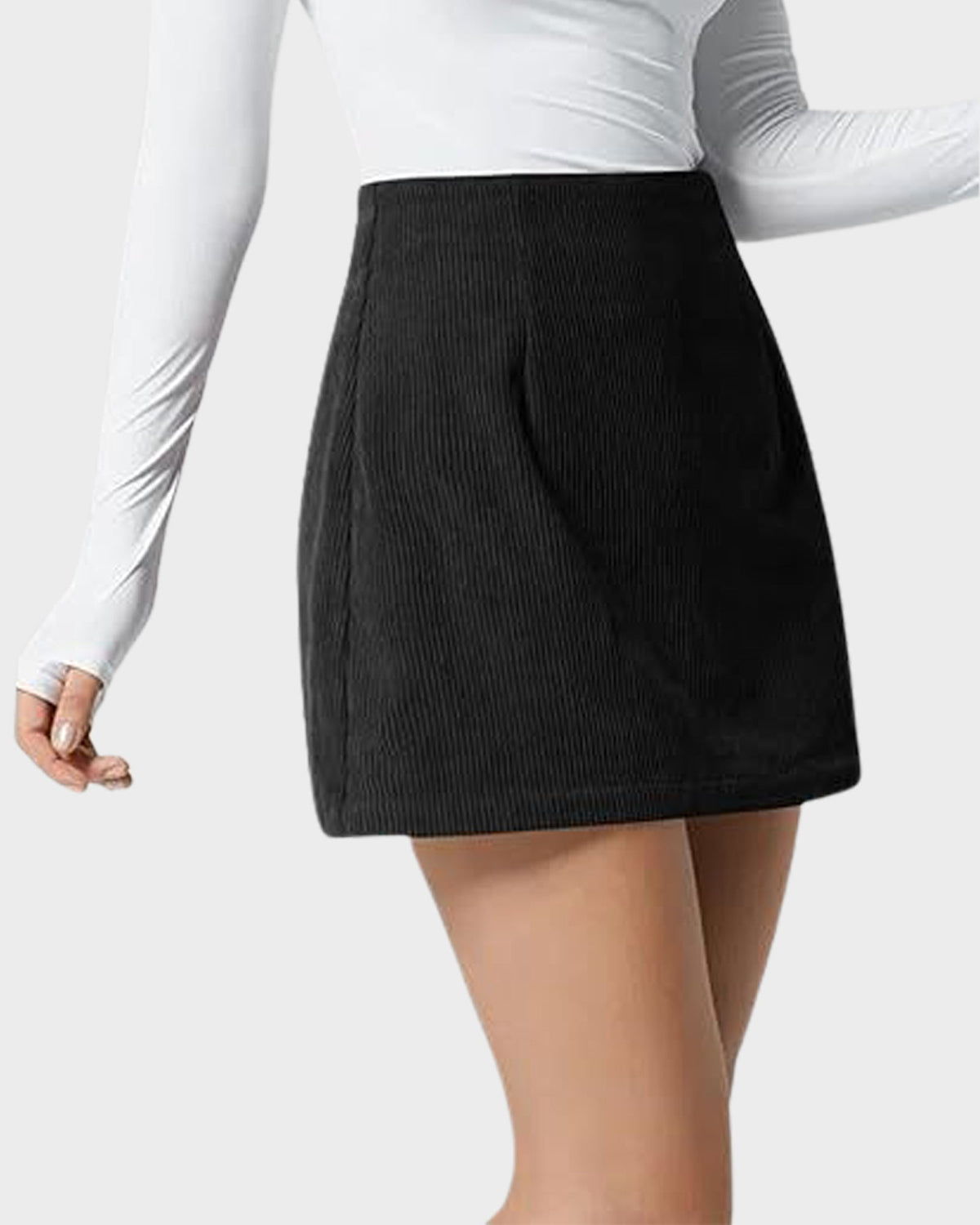 2-in-1 High Waisted Corduroy A-Line Skirt - view 7