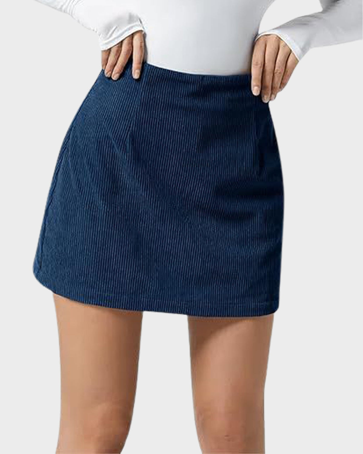 2-in-1 High Waisted Corduroy A-Line Skirt - view 10