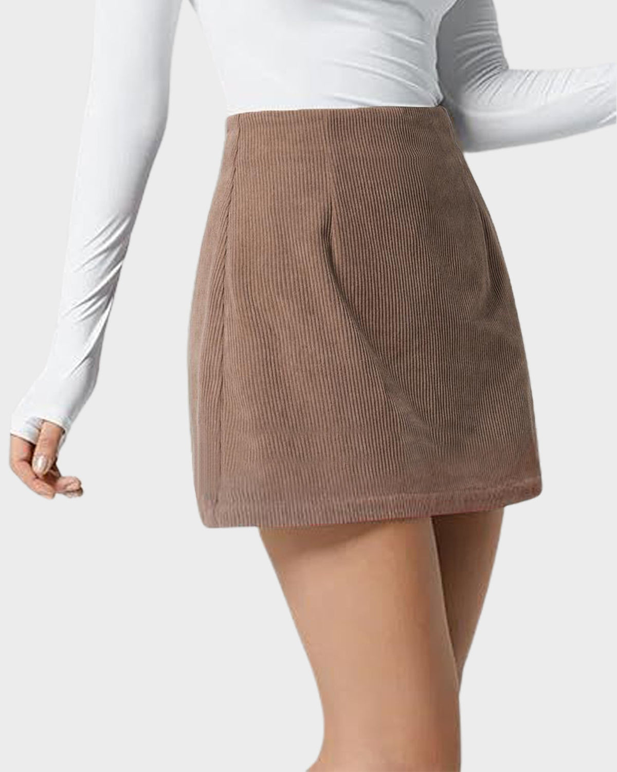 2-in-1 High Waisted Corduroy A-Line Skirt - view 2