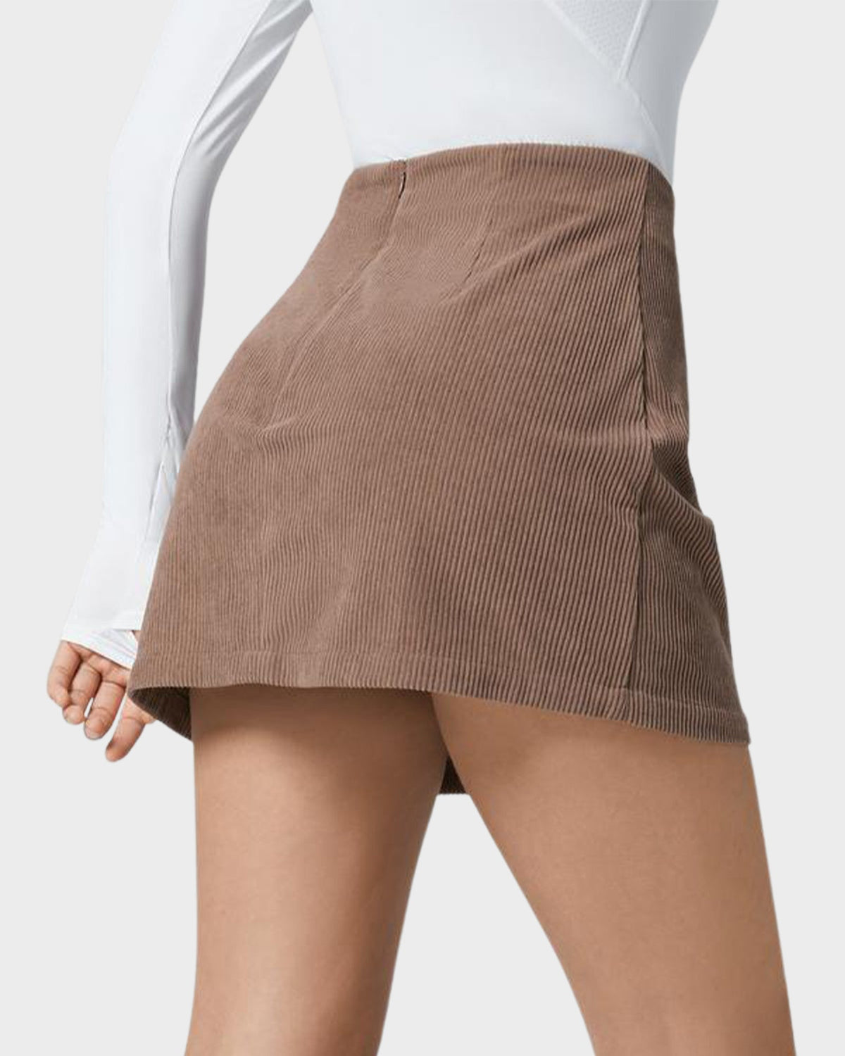 2-in-1 High Waisted Corduroy A-Line Skirt - view 3