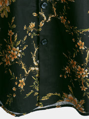 Men's Floral Vacation Cotton Short Sleeve Shirt