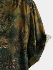 Men's Rayon Botanical Landscape Print Vacation Short Sleeve Shirt