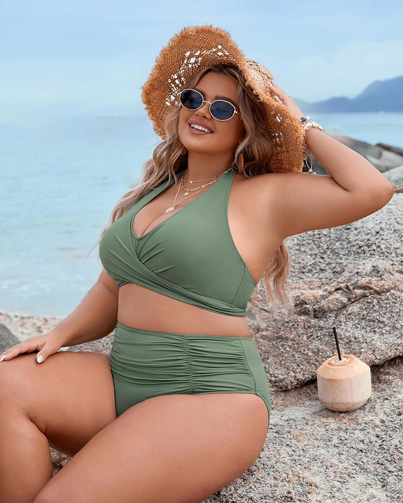 Tummy Control Bathing Suits Modest High Waisted Bikini Sets - view 17