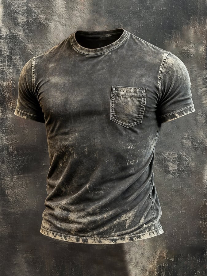 Men's Retro Pure Cotton Washed Casual Original Collar Short-Sleeve Top