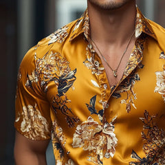 [24-hour shipping out]Men's Retro Casual Printed Floral Lapel Short Sleeve Shirt MTA1484D6TO