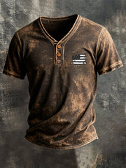 Men's Retro Patriot Patchwork Waffle T-shirt