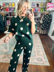 Polka Party Sweater TOP - Hunter Green