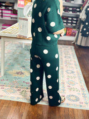 Polka Party Sweater TOP - Hunter Green