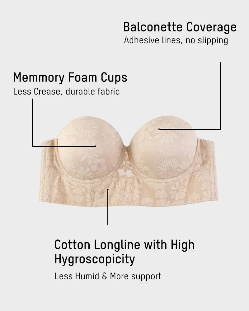 Smooth Lace Longline Strapless Underwire Bra - view 6
