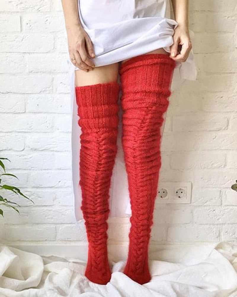 Warm Cable Knit Over-Knee Socks - view 4