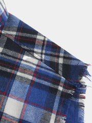 Men's Casual Blue Plaid Sleeveless Beach Shirt