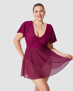 Plus Size Full Coverage Ruffle Swimdress - view 7