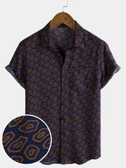Men's Abstract Print Resort Short Sleeve Pocket Shirt