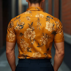 [24-hour shipping out]Men's Retro Casual Printed Floral Lapel Short Sleeve Shirt MTA1484D6TO