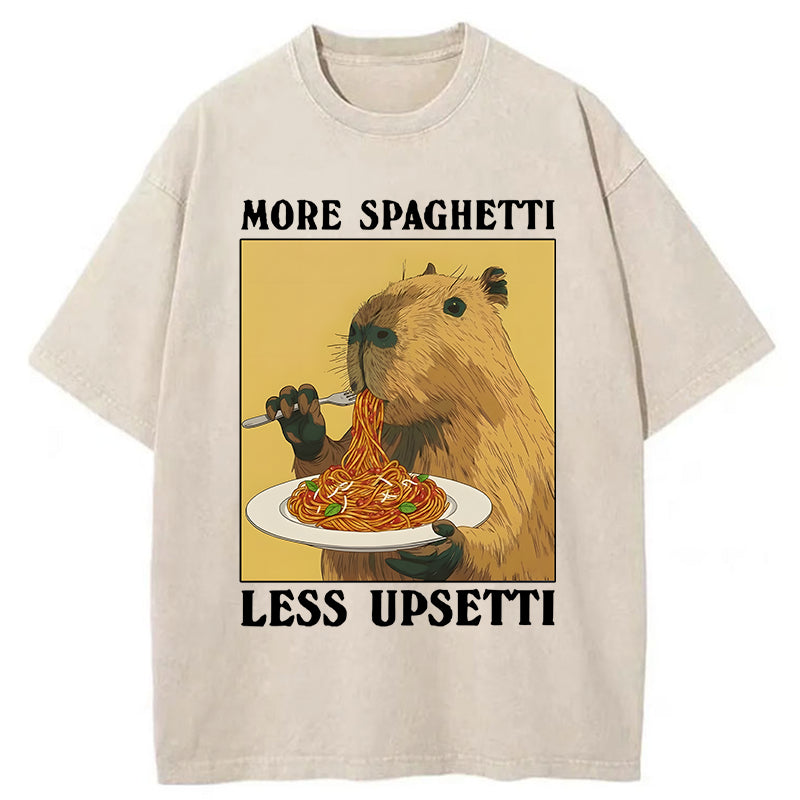 Tokyo-Tiger Capybara Eating Pasta Washed T-Shirt