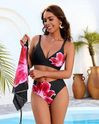 3-Piece Floral Modest High-Waist Swim Skirt Set - view 9