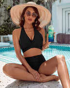 Tummy Control Bathing Suits Modest High Waisted Bikini Sets - view 4