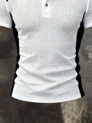Men's Fashion Color Block Mesh Breathable Casual Short-Sleeve Top