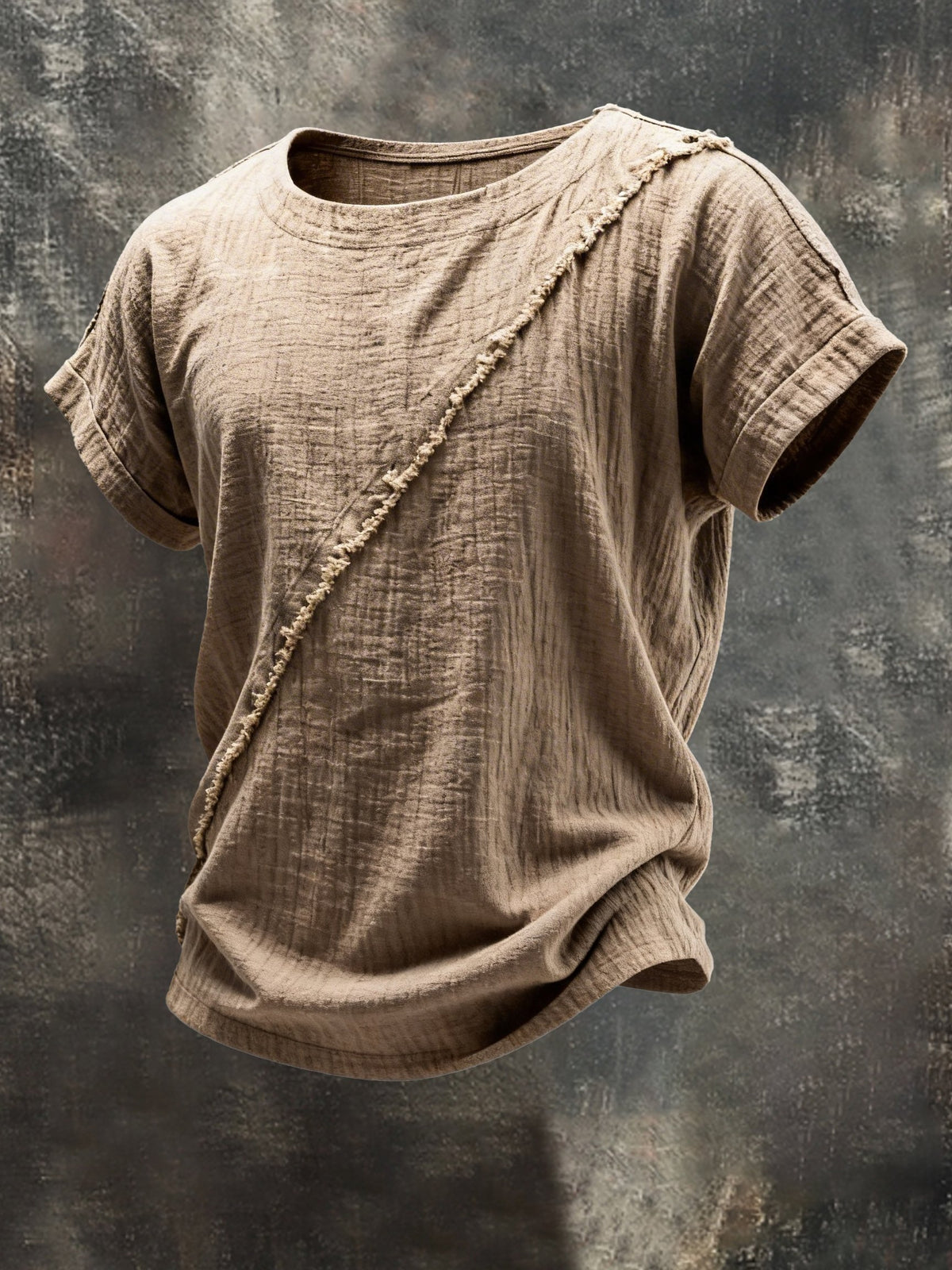 Men's Vintage Cotton and Linen Round Neck Short-Sleeved T-Shirt