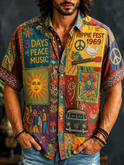 Men's Hippie Day Contrast Patchwork Shirt