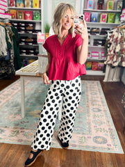 Crimson Charm Poplin Top