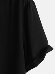 Men's Black Casual Solid Color Rayon Summer Short Sleeve Shirt