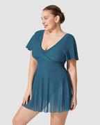 Plus Size Full Coverage Ruffle Swimdress - view 12