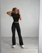 Women's 2-Piece Lounge Set: Tops & Flare Pants - view 12