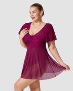 Plus Size Full Coverage Ruffle Swimdress - view 8
