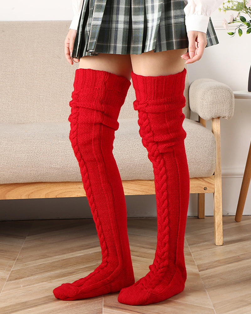 Warm Cable Knit Over-Knee Socks - view 8