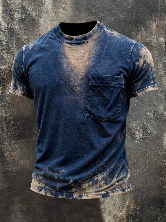 Men's Retro Print Crew Neck Short Sleeve T-Shirt