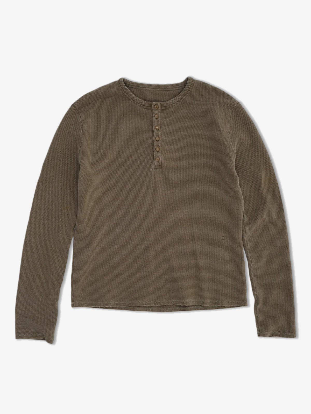 COTTON WAFFLE HENLEY TOP