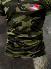 Men's Retro Camouflage Patriot Casual Short-Sleeve Top