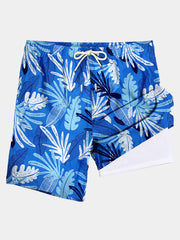 Men's Tropical Print Quick Dry Beach Shorts Swim Trunks