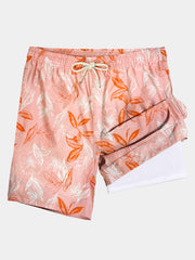 Men's Tropical Print Quick Dry Beach Shorts Swim Trunks