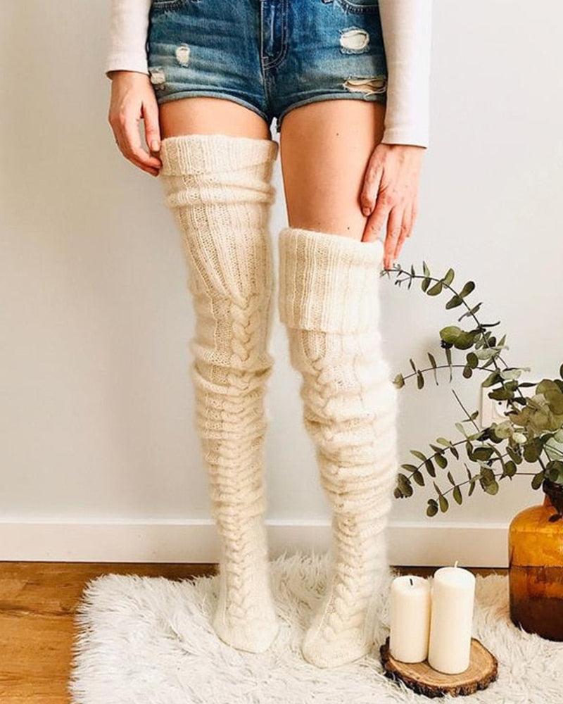 Warm Cable Knit Over-Knee Socks - view 2