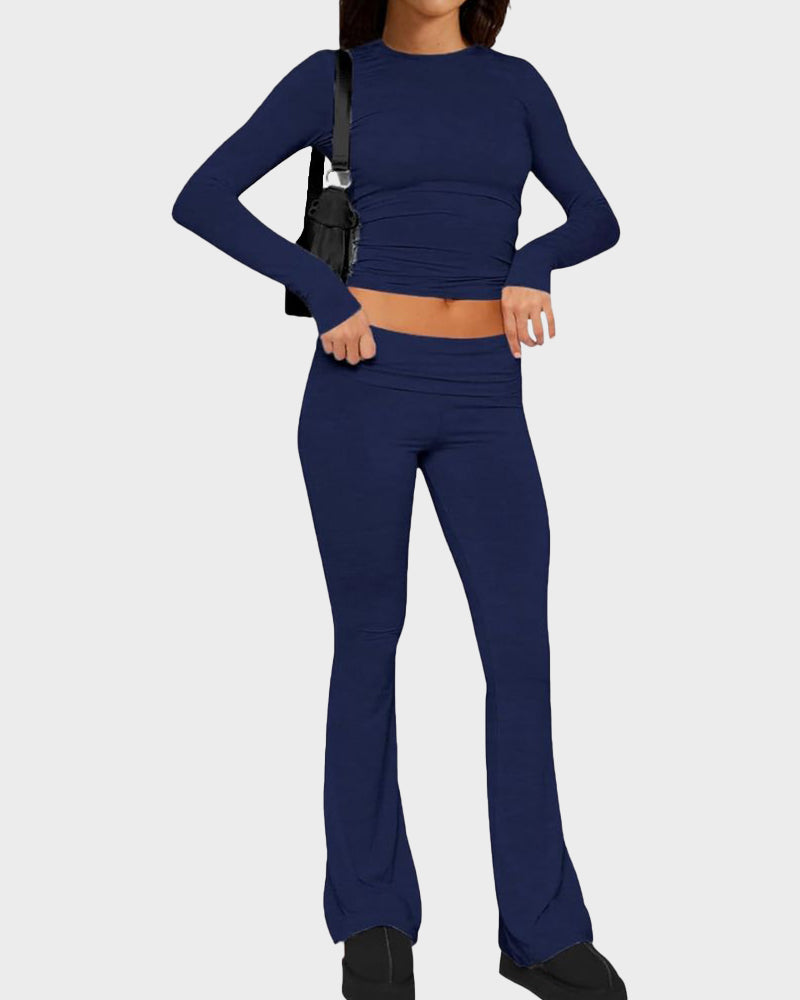 Women's 2-Piece Lounge Set: Tops & Flare Pants - view 24