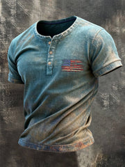 Men's Retro Patriot Camouflage Patchwork T-shirt
