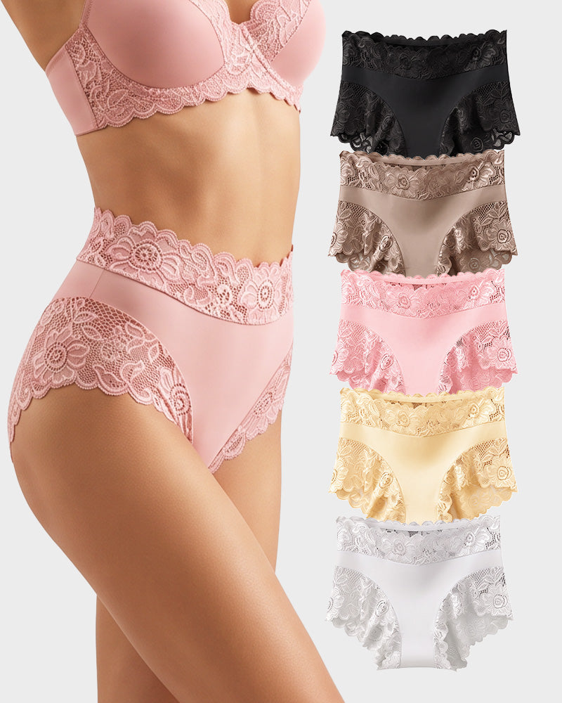 5-Pack Mid-Waist Lace-Trim Panties - view 2