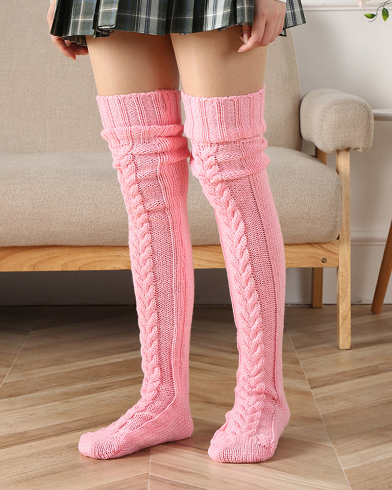 Warm Cable Knit Over-Knee Socks - view 10