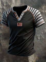 Men's Retro Patriot Patchwork T-shirt